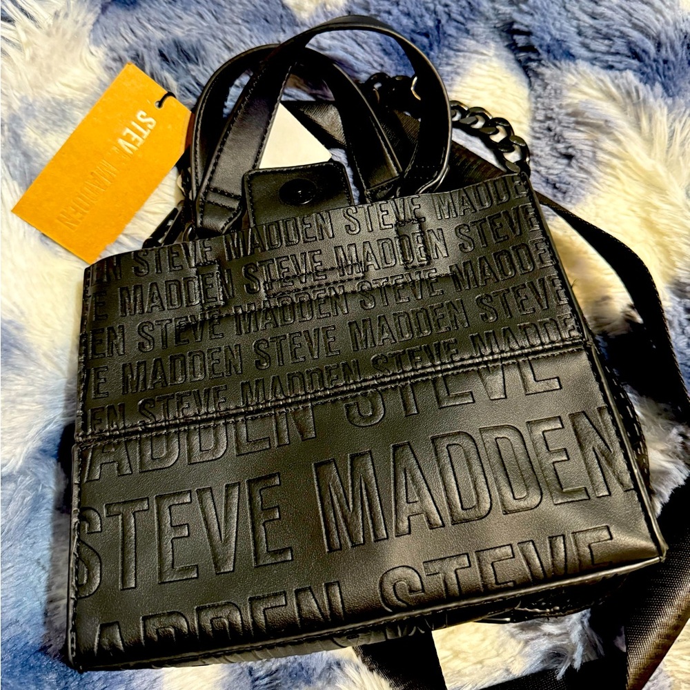 Steve Madden Black Embossed Tote Bag